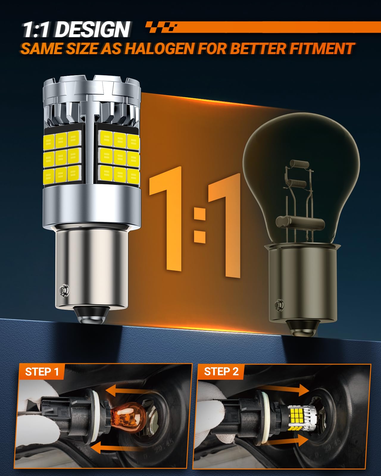 SEALIGHT 1156 LED Bulb,7506 1141 BA15S P21W LED Car Bulbs for Reverse Backup Light Parking Light,6000K White,Pack of 2 - Image 6