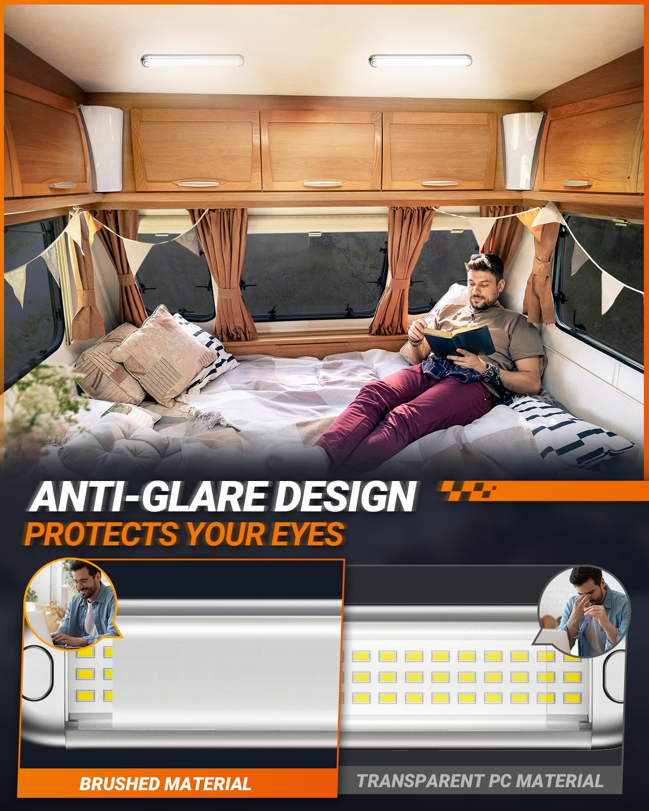 SEALIGHT 12V LED Interior Light Bar | 1500LM 8W 12v LED Light Strip 6200K White with ON/Off Switch | Camper Lights Fixture for Truck Van RV Trailer Cargo Cabient Motorhome Lorry (Pack of 6) - Image 4