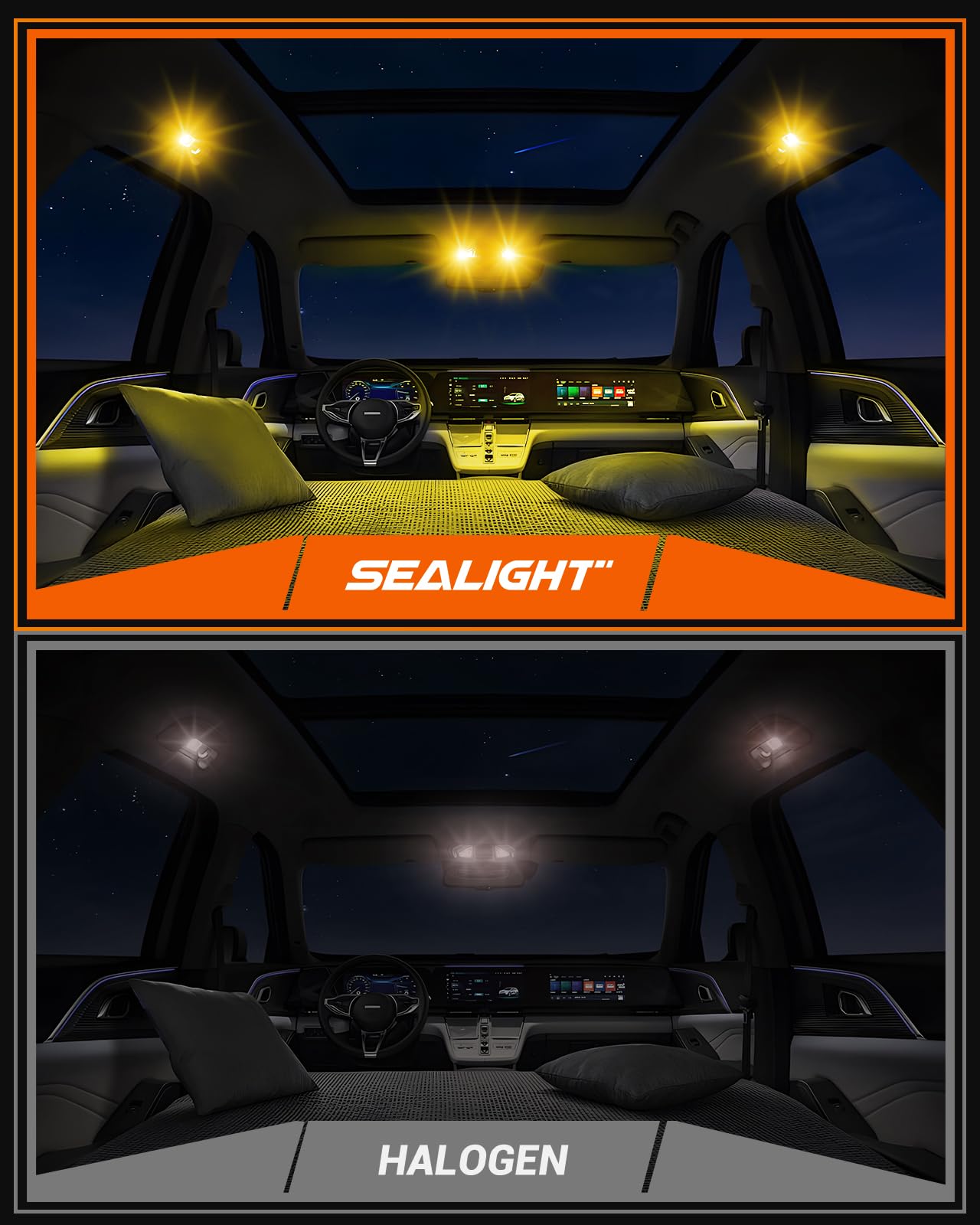 SEALIGHT 194 LED Bulb Amber License Plate Light, 168 W5W 2825 T10 LED Light Bulb Replacement Bulbs for Dome Map Door Courtesy Dash Lights, Pack of 6 - Image 3