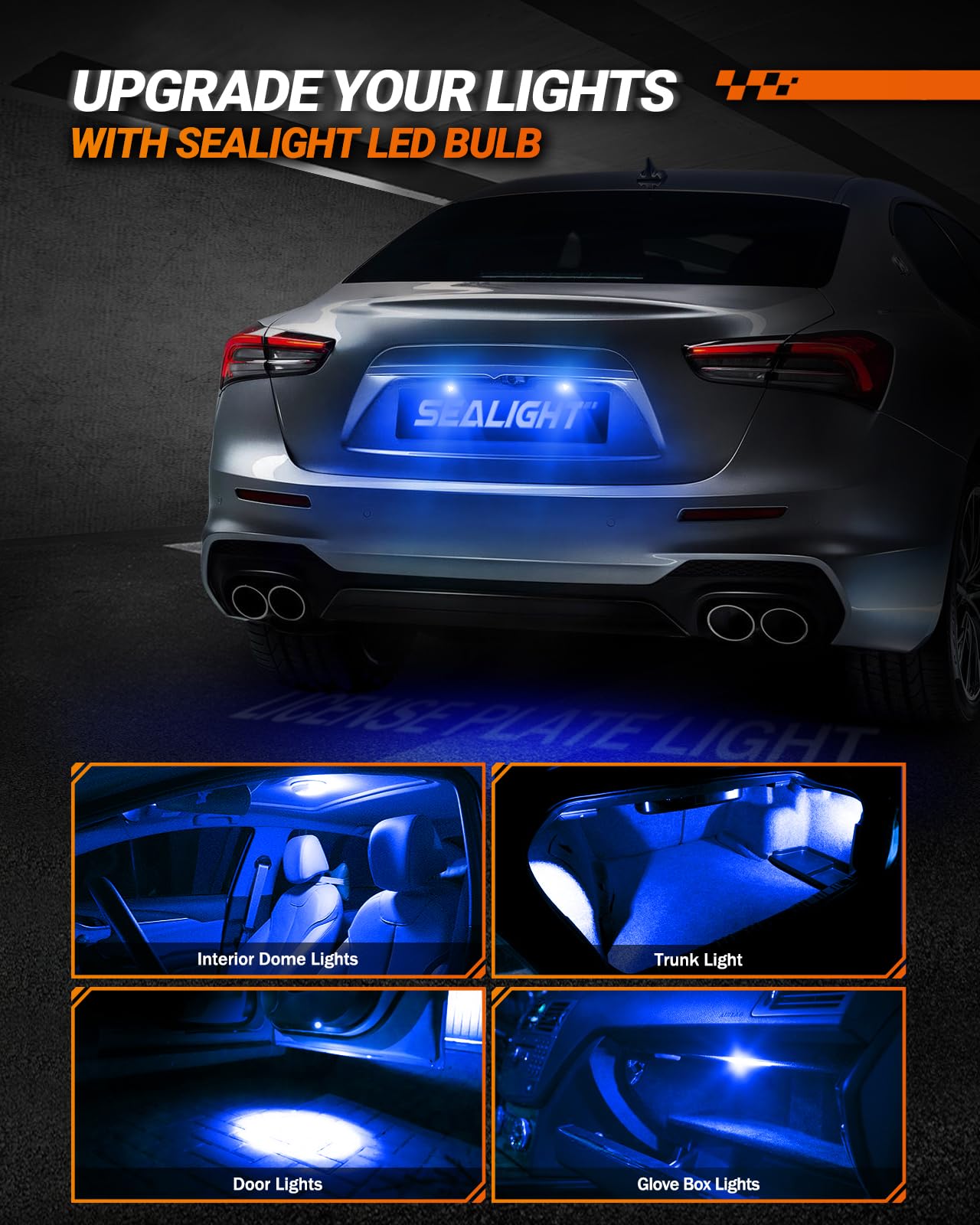 SEALIGHT 194 LED Bulb Blue, 168 2825 T10 W5W Bright LED Chips, Dashboard Light, Dome Light, Map Light, Door Light, Courtesy Light, License Plate Light, Pack of 6 - Image 3