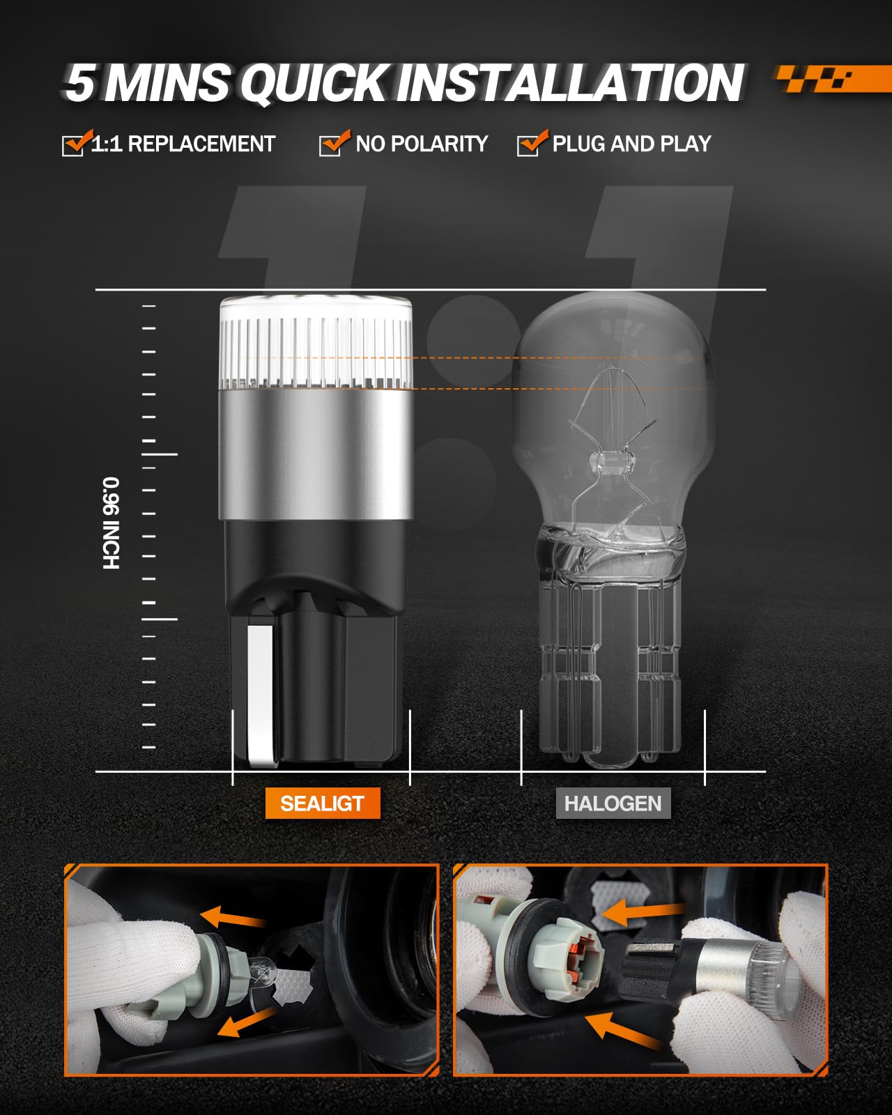 SEALIGHT 194 LED Bulb Blue, 168 2825 T10 W5W Bright LED Chips, Dashboard Light, Dome Light, Map Light, Door Light, Courtesy Light, License Plate Light, Pack of 6 - Image 6
