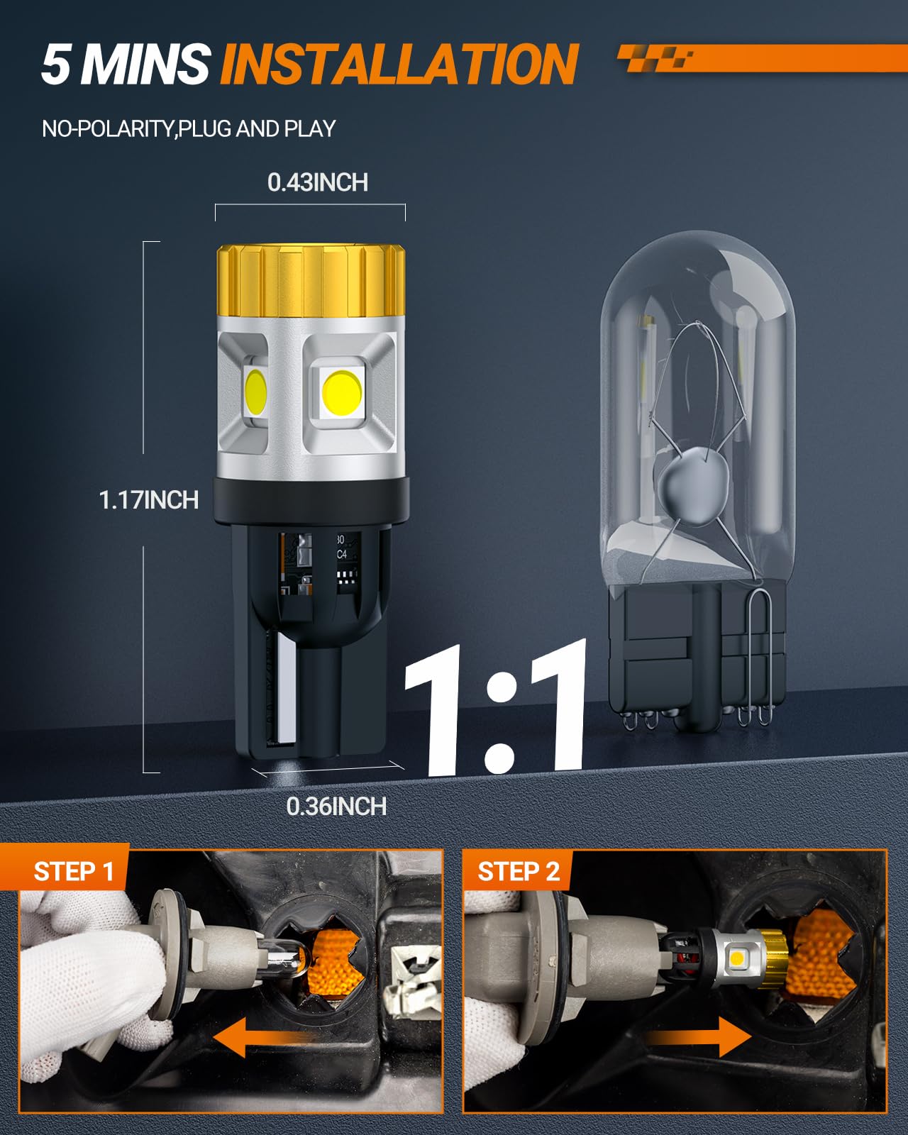 SEALIGHT 194 LED Bulb for License Plate Light, 6000K White 168 W5W 2825 T10 LED Light Bulb 1200% Super Bright for Dome Map Door Courtesy Dash Lights Pack of 2 - Image 6