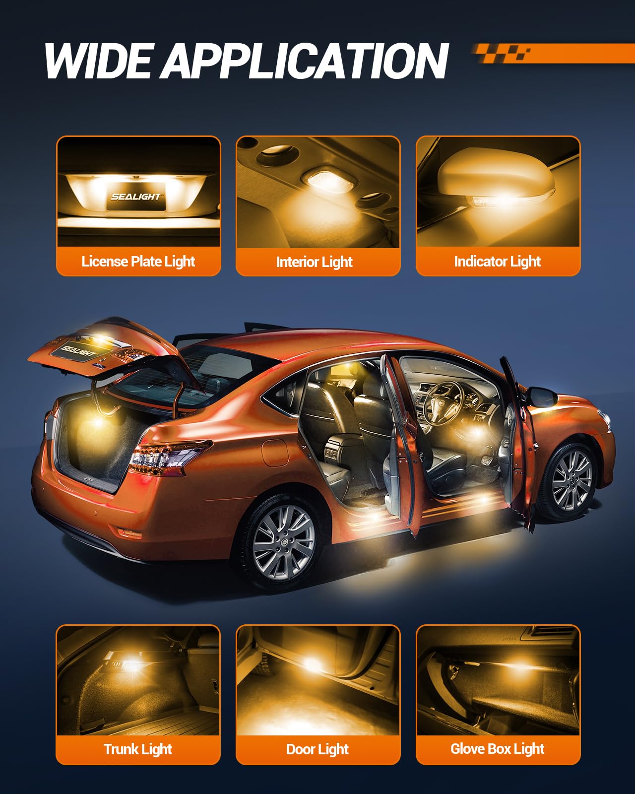 SEALIGHT 194 LED Light Bulb,Pack of 2,ameber - Image 4