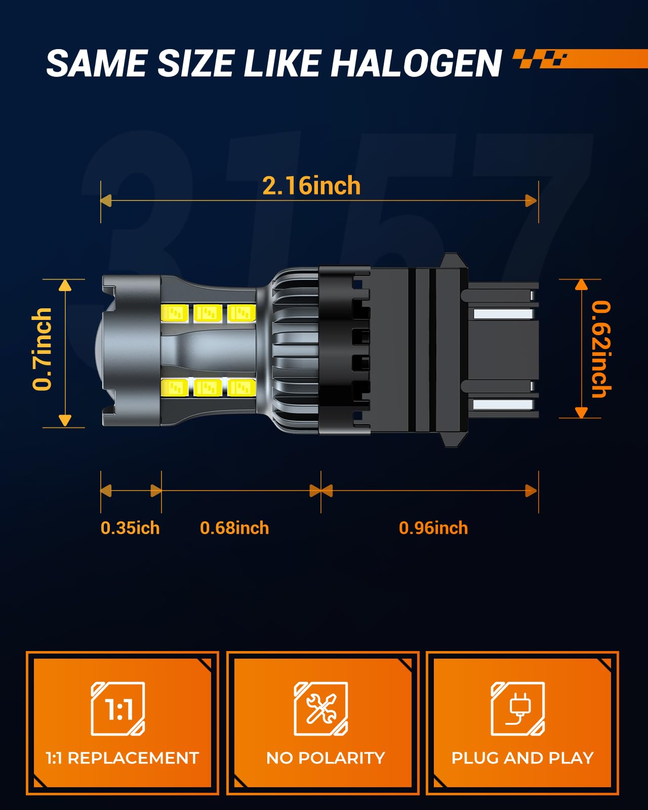 SEALIGHT 3156 3157 LED Bulb White Reverse Lights, 3056 3057 4057 4157 LED Light Bulb with Projector Replacement for Tail Light, Backup Light,Brake Parking, Automotive Running Light Bulbs, Pack of 2 - Image 7