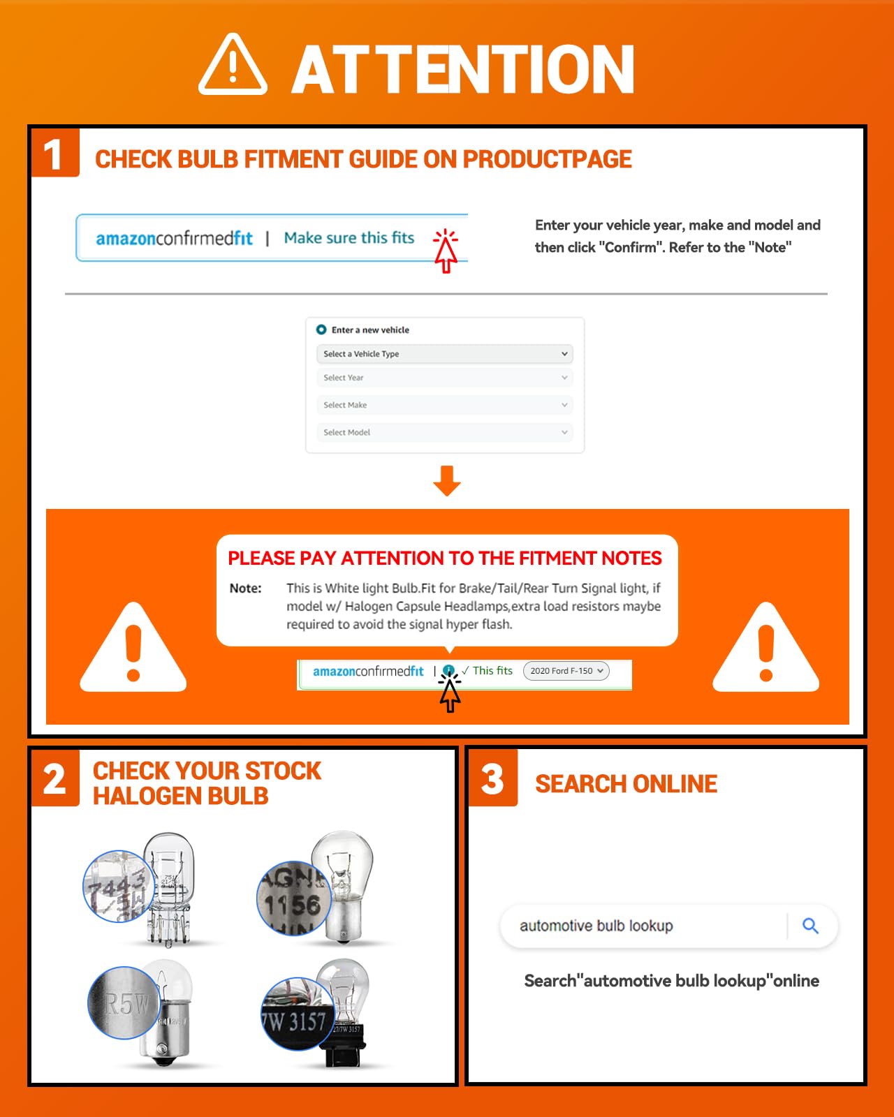 SEALIGHT 3157 LED Bulb Reverse Light, 6500K White 600% Brighter 3156 4114 Led Bulbs, With Built-In Resistor, Anti Hyper Flash Error Free for Backup Tail Parking Daytime Running Signal Light, 2 Pack - Image 8