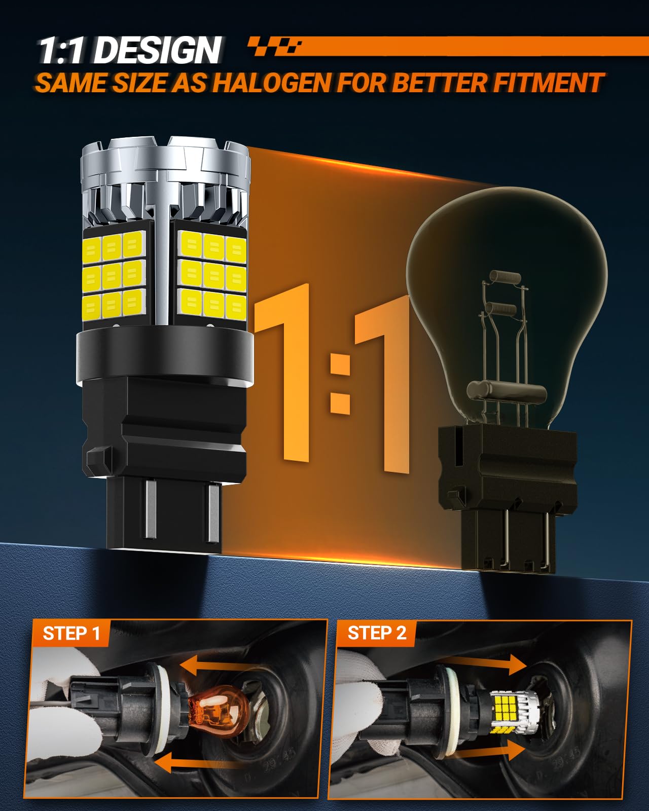 SEALIGHT 3157 LED Bulb Reverse Light, 6500K White 600% Brighter 3156 4114 Led Bulbs, With Built-In Resistor, Anti Hyper Flash Error Free for Backup Tail Parking Daytime Running Signal Light, 2 Pack - Image 7