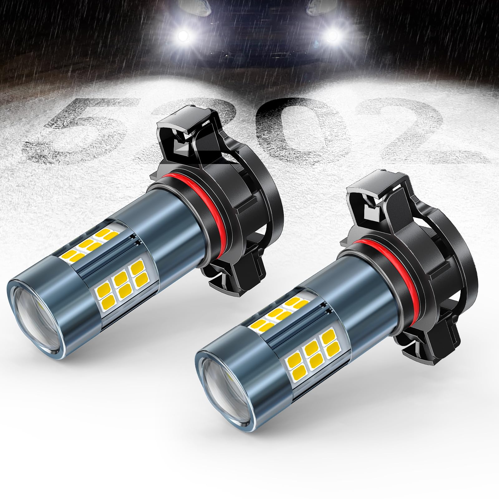 SEALIGHT 5202 LED Fog Lights Bulbs, 5201 PS19W PS24W 9009 5202 LED Bulbs Fog Light Bulbs 1:1 Design, 6000K Xenon White 27 SMD Chips 360-Degree Illumination Fog Lights LED for Car Truck, Pack of 2 - Image 5