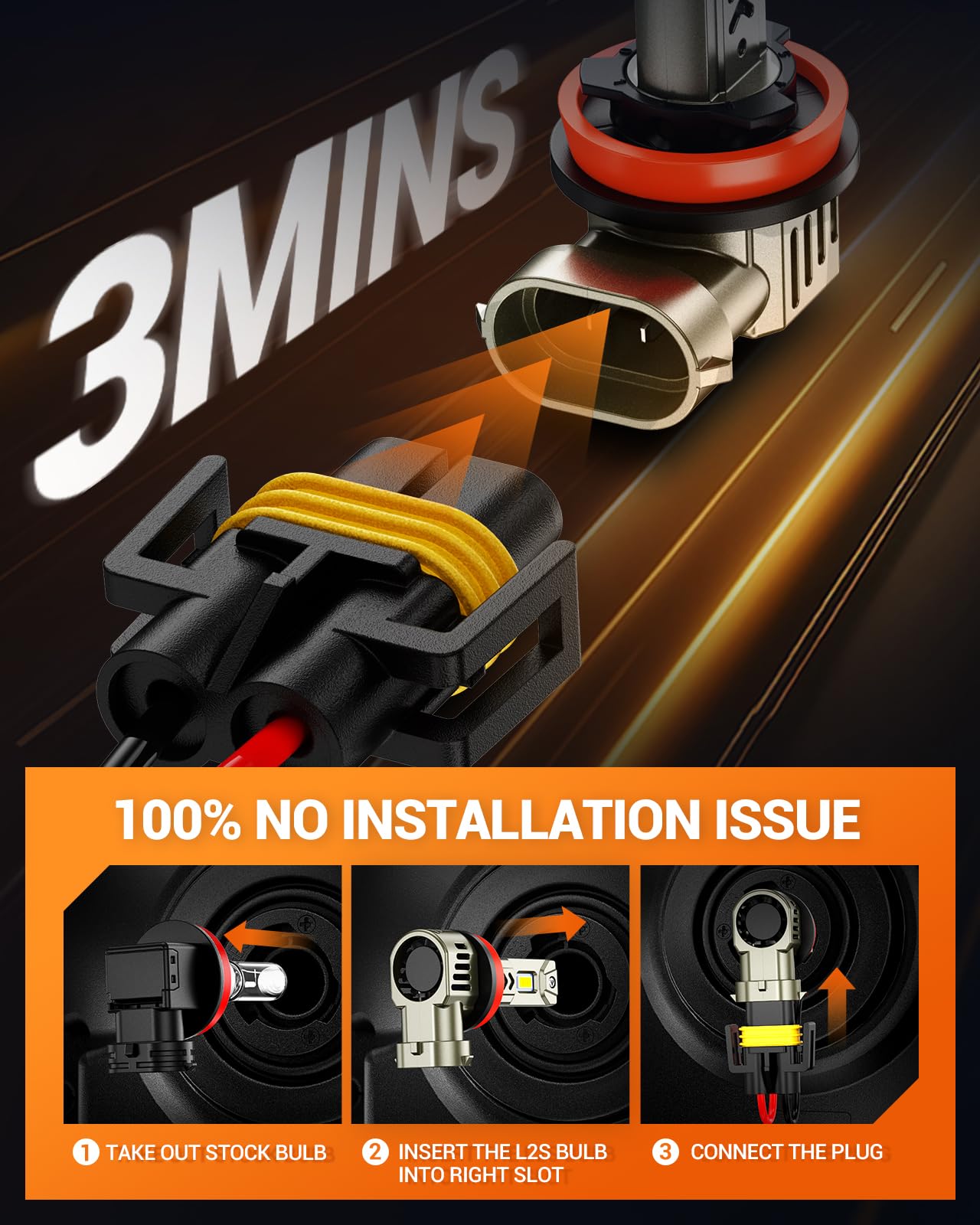 SEALIGHT 9005/HB3 H11/H9/H8 LED Bulbs Combo, 90000LM Bright 6500K Daylight White, 25000RPM Cooling Fan Light Bulbs, Pack of 4 - Image 5