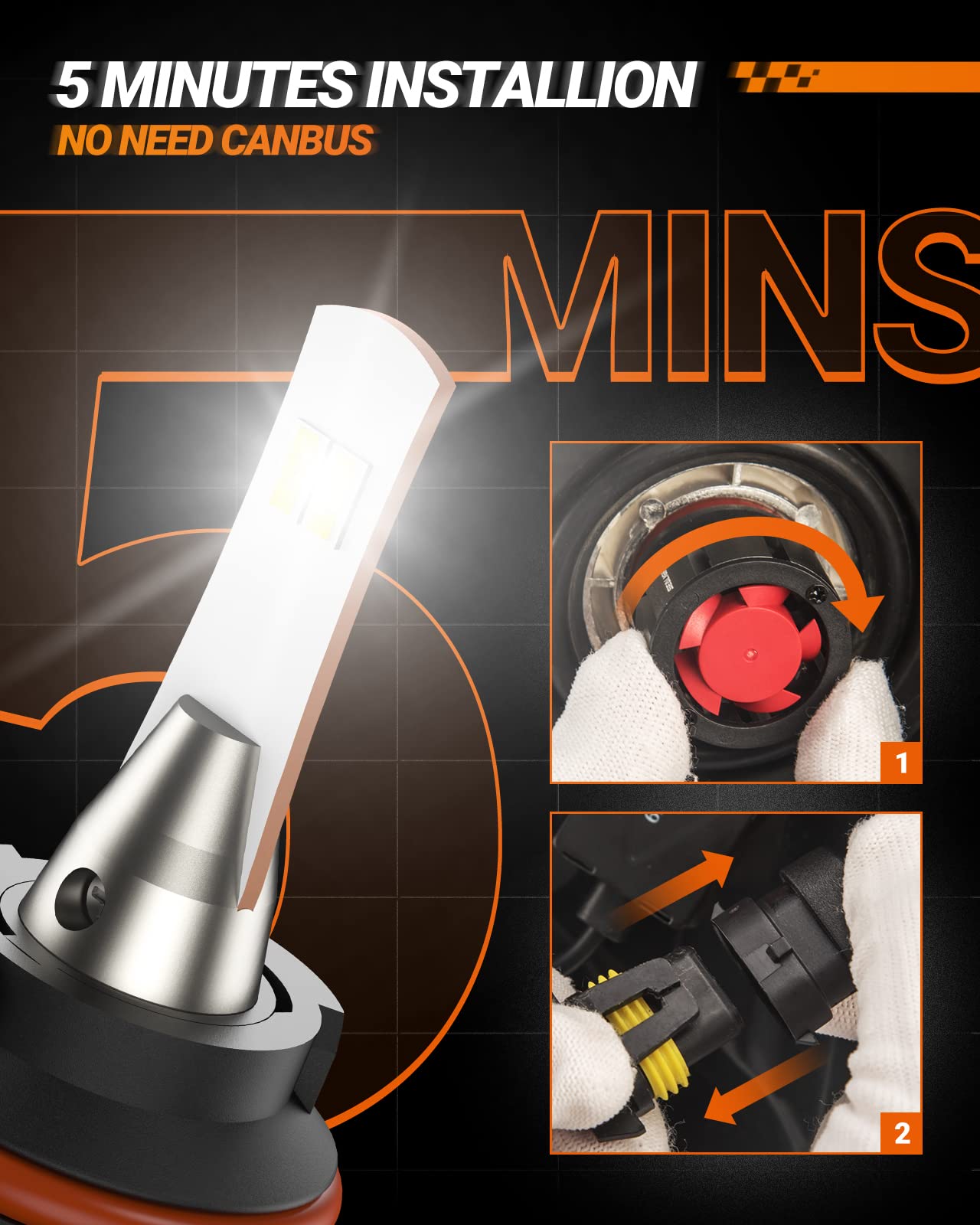 SEALIGHT 9007 LED Bulb, 36000LM 800% Brighter, HB5 Bulb 6500K Cool White, Plug-N-Play IP68 Waterproof, Pack of 2 - Image 6