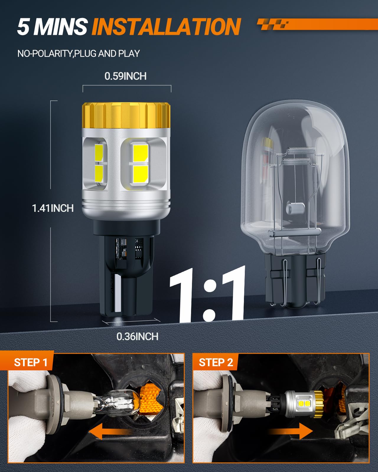 SEALIGHT 921 LED Bulb 6000K White Reverse Backup Light, 1200% Super Bright 912 W16W 906 904 902 922 LED Light Bulb for Tail Light Bulb (2PCS) - Image 7