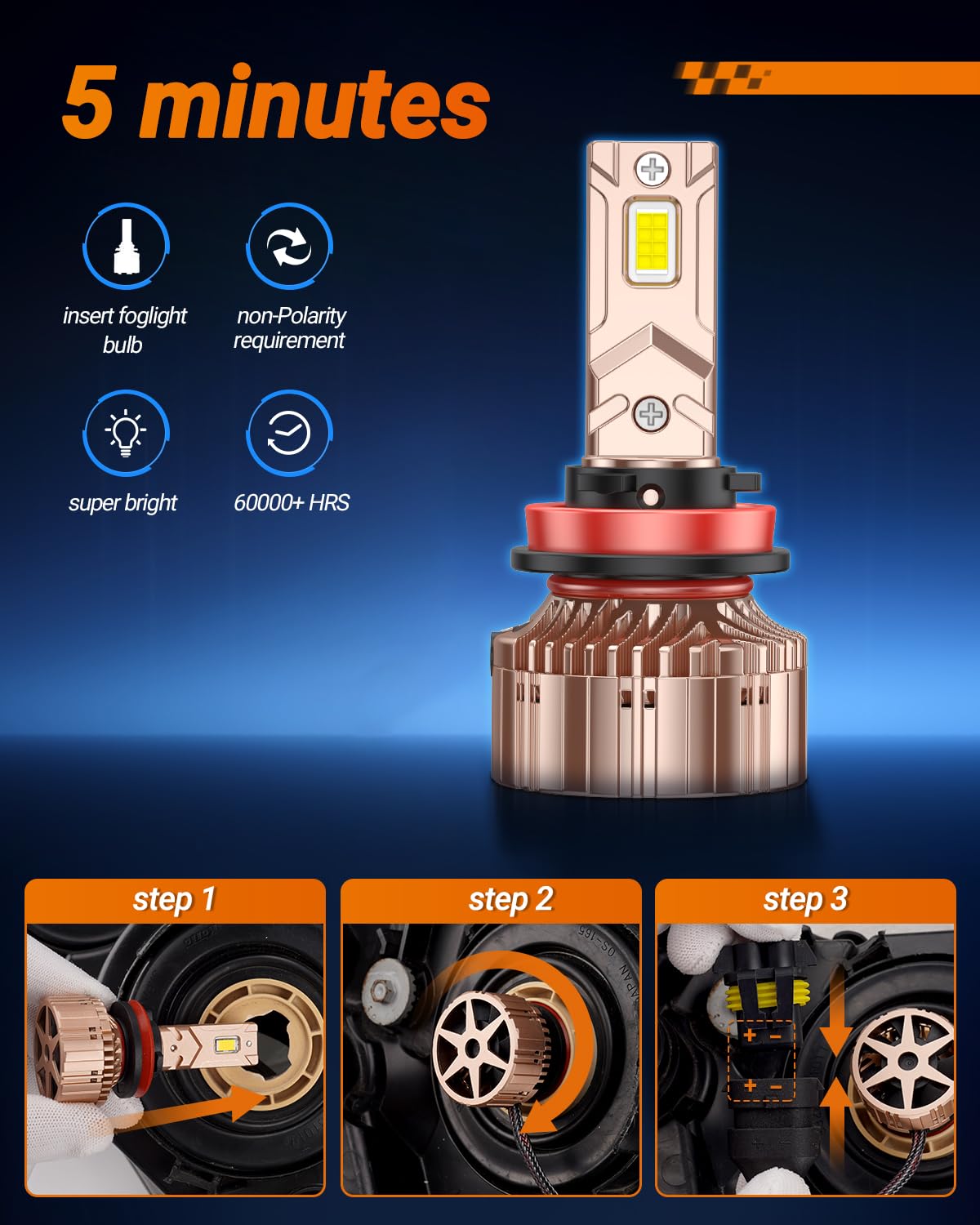 SEALIGHT H11/H8/H9 Bulb, 84,000LM 900% Brightness Light Bulbs, 6000K Cool White Bulbs with 25000RPM Fan, Plug and Play ATV/UTV, 10-Year Extended Lifespan IP68 Waterproof, Pack of 2 - Image 6