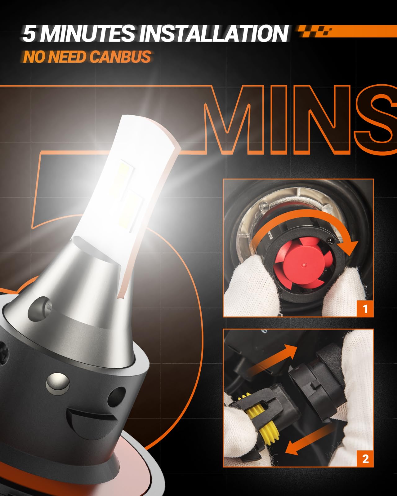 SEALIGHT H13 9008 Fog Light, L2 Series H13 Powersports, 46,000LM 800 Percent Brighter, 6000K 9008 Light, Pack of 2 - Image 6