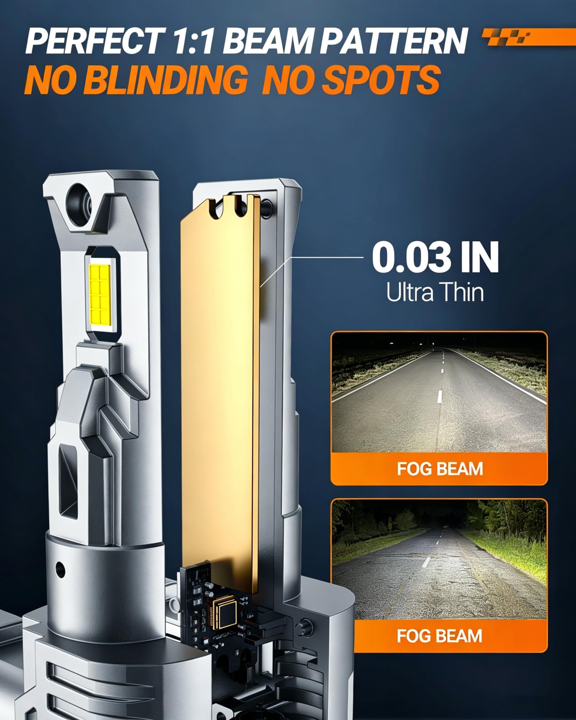 SEALIGHT H4/9003/HB2 Bulbs, 40000LM 800% Super Brighter, 1:1 Size, 6500K Cool White, 60000Hrs Long Service Life with Cooling Fan, Plug and Play, Pack of 2 - Image 5