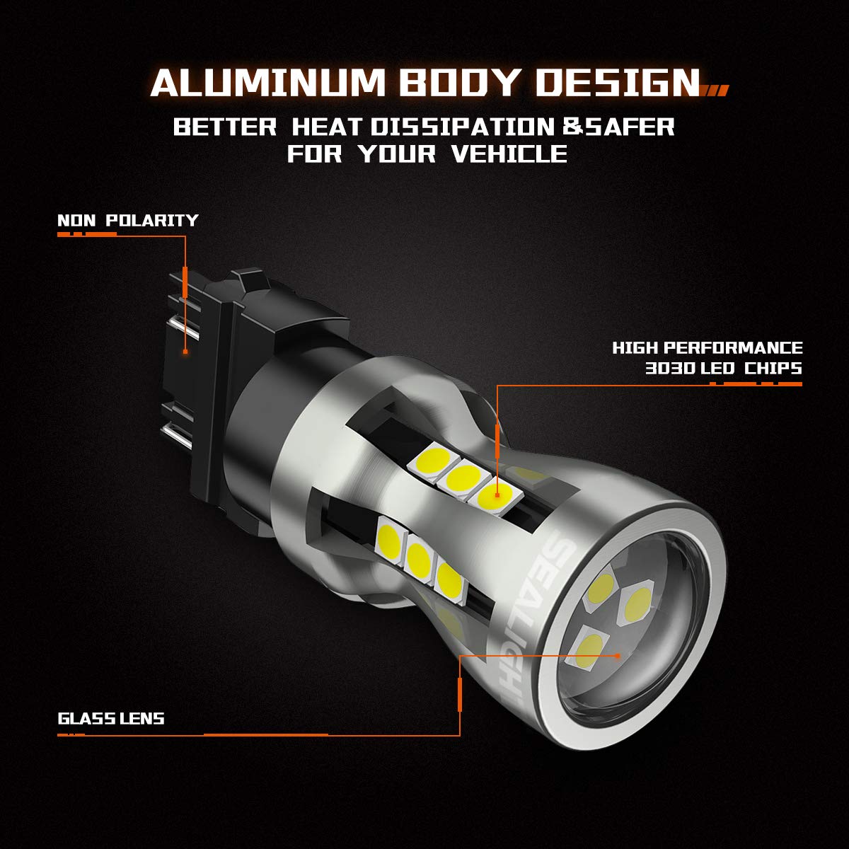 SEALIGHT LED Backup Reverse Light Bulb, 3157 LED Bulb White, 6000K Super Bright, Brake Parking Light With Projector Lens, 3156 3056 3457 4157 3157NA Plug N Play, Daytime Running Light Modules, 2 PCs - Image 4