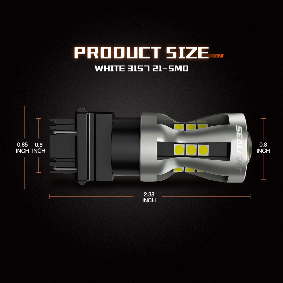 SEALIGHT LED Backup Reverse Light Bulb, 3157 LED Bulb White, 6000K Super Bright, Brake Parking Light With Projector Lens, 3156 3056 3457 4157 3157NA Plug N Play, Daytime Running Light Modules, 2 PCs - Image 5