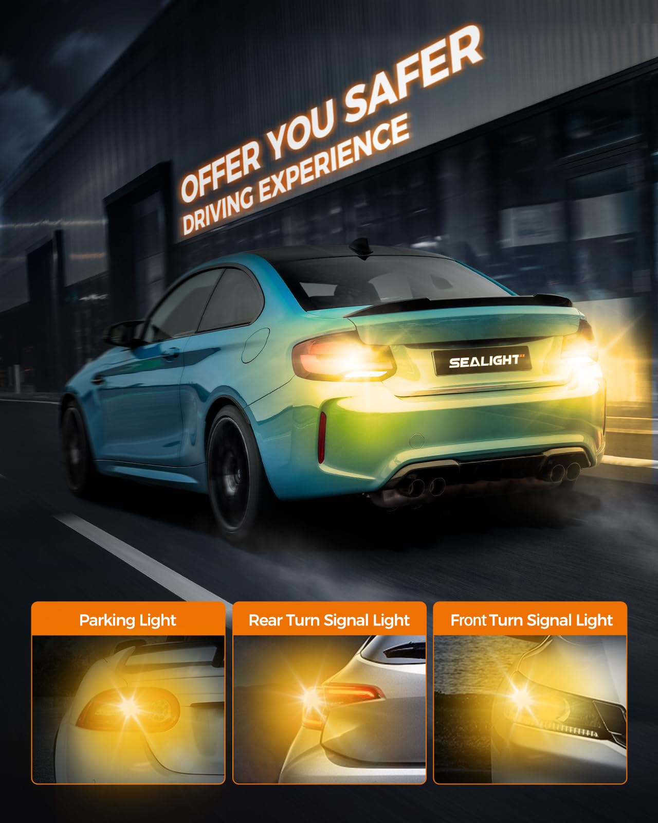 SEALIGHT LED Turn Signal Bulbs 3157 LED Bulb Amber Yellow, 600% Brighter 3156 3057 3157A LED Bulb with Extra Resistor for Front Rear Turn Signal Light, Side Marker Parking Light, 2 Pieces - Image 4