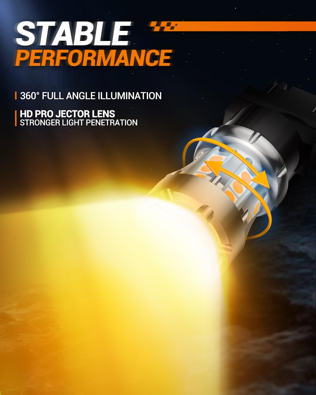 SEALIGHT LED Turn Signal Bulbs 3157 LED Bulb Amber Yellow, 600% Brighter 3156 3057 3157A LED Bulb with Extra Resistor for Front Rear Turn Signal Light, Side Marker Parking Light, 2 Pieces - Image 5