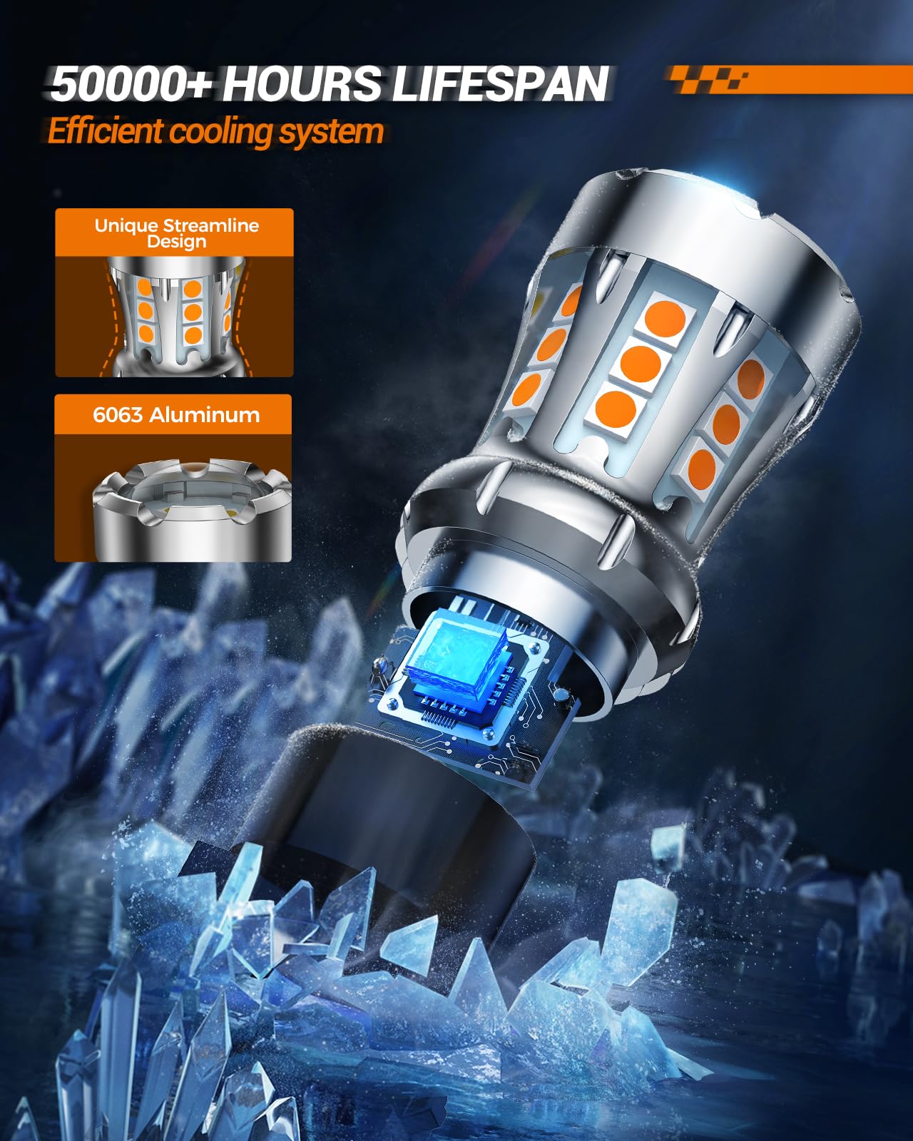 SEALIGHT LED Turn Signal Bulbs 3157 LED Bulb Amber Yellow, 600% Brighter 3156 3057 3157A LED Bulb with Extra Resistor for Front Rear Turn Signal Light, Side Marker Parking Light, 2 Pieces - Image 7