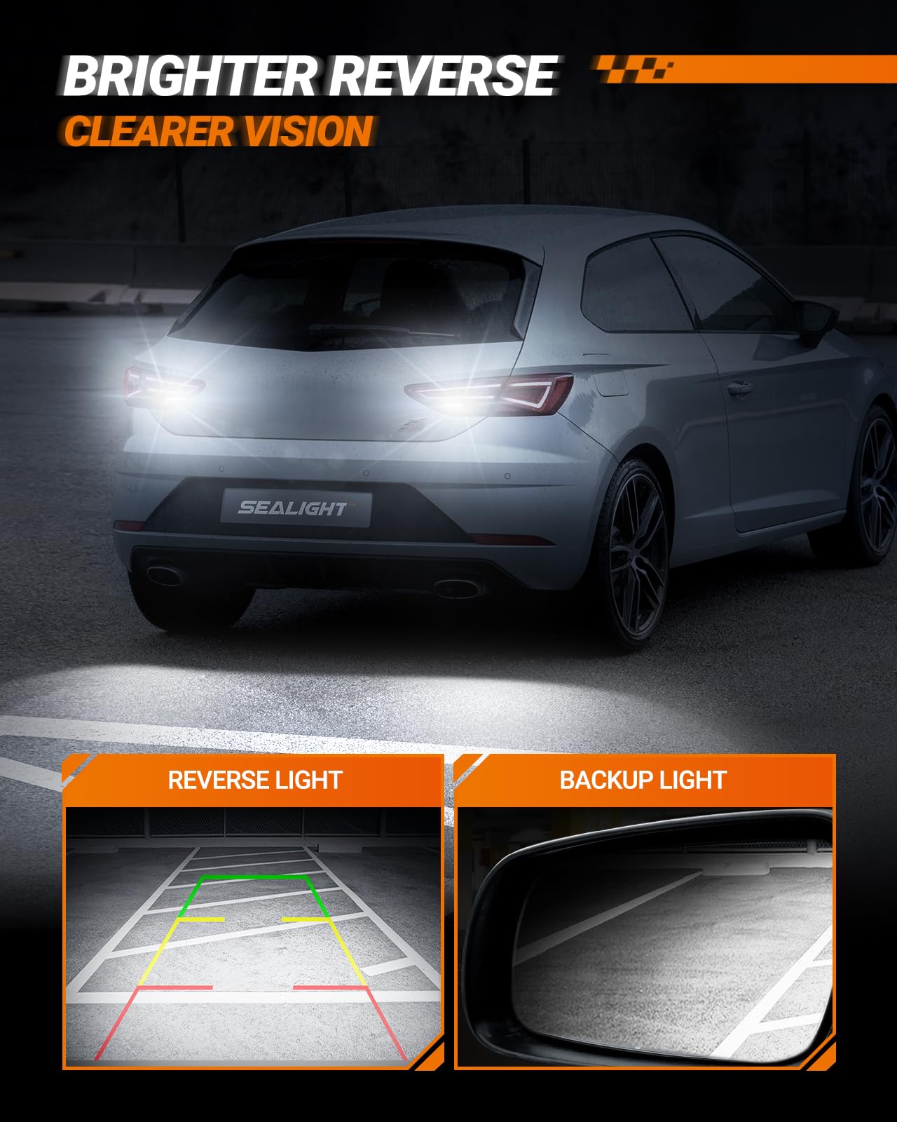 SEALIGHT Reverse Light Bulbs, 3157 LED Bulb White, 700% Brighter 3156 3057 4157 4114 LED Bulb 57-SMD LED Chipset with Projector Len for Brake Light, DRL, Backup Light, Pack of 2 - Image 3