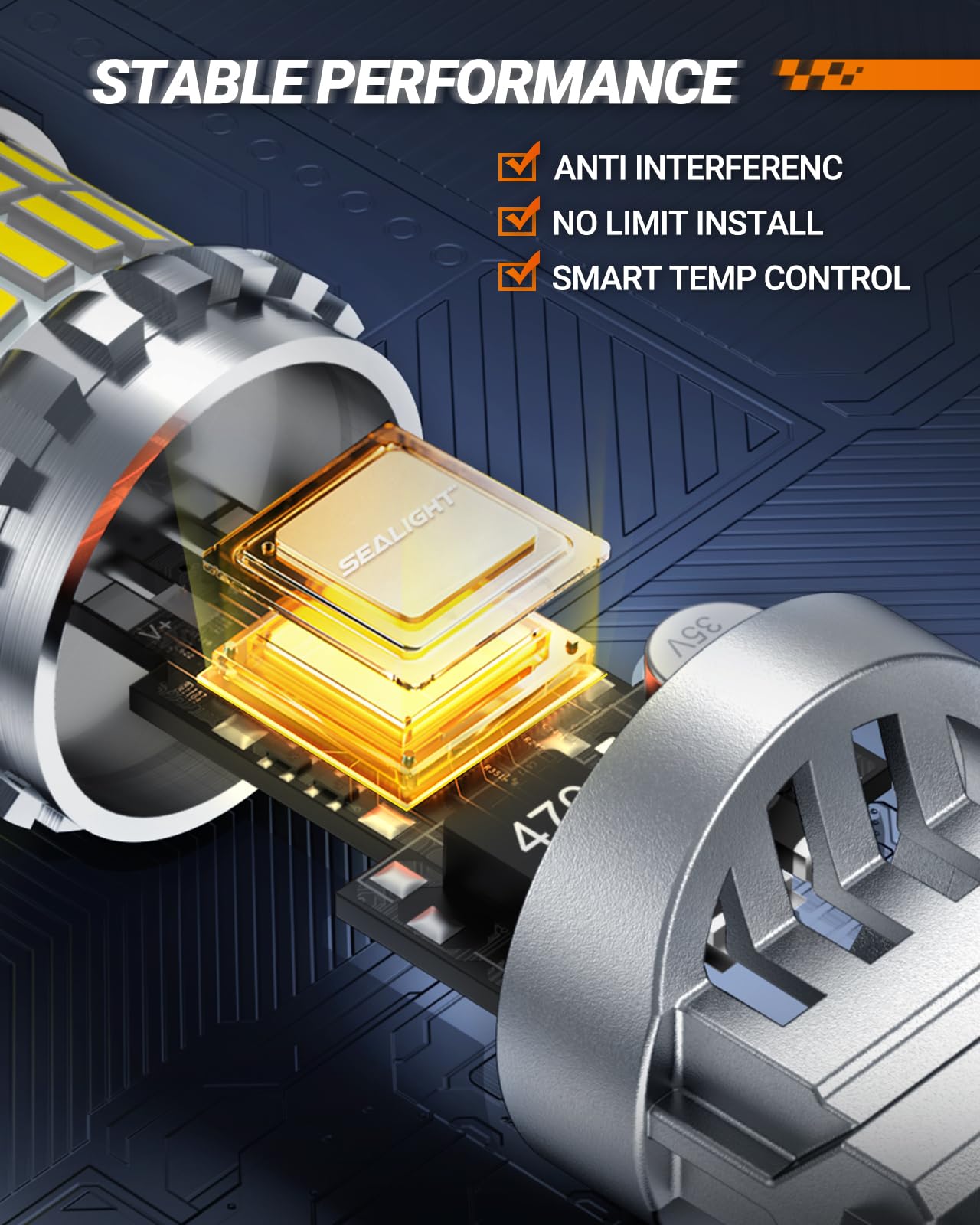 SEALIGHT Reverse Light Bulbs, 3157 LED Bulb White, 700% Brighter 3156 3057 4157 4114 LED Bulb 57-SMD LED Chipset with Projector Len for Brake Light, DRL, Backup Light, Pack of 2 - Image 6