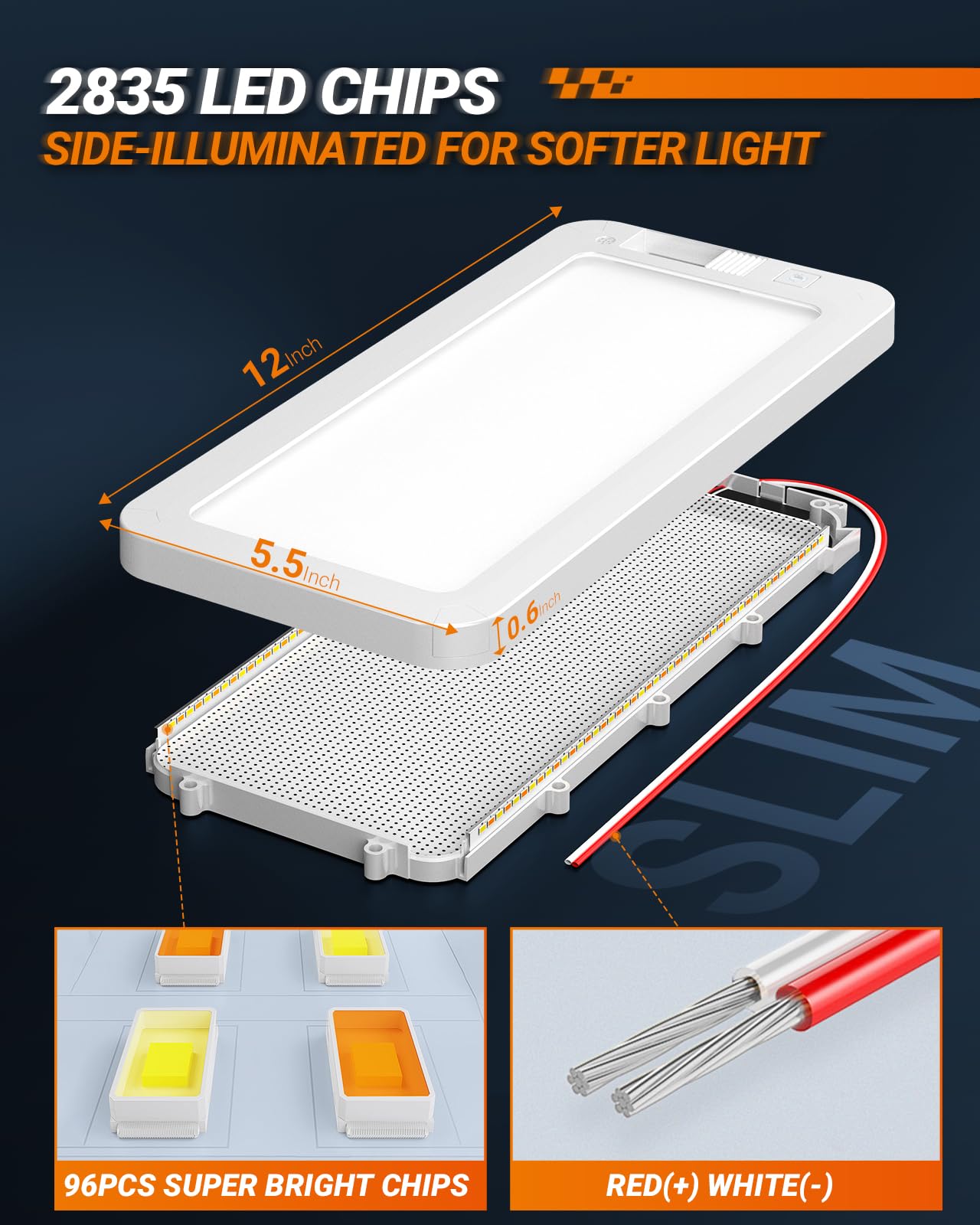 SEALIGHT RV Interior Lights, 3 Color Dimmable LED Fixtures 12V Camper Light 1500LM Ceiling Dome Light With Switch for Camper/Car/Trailer/Boat, Warm Cool Natural White (Pack of 4) - Image 5