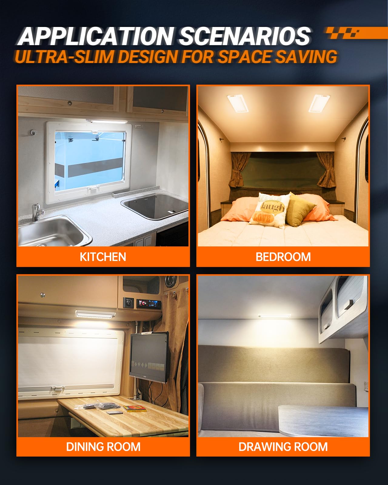 SEALIGHT RV Interior Lights, 3 Color Dimmable LED Fixtures 12V Camper Light 1500LM Ceiling Dome Light With Switch for Camper/Car/Trailer/Boat, Warm Cool Natural White (Pack of 4) - Image 7